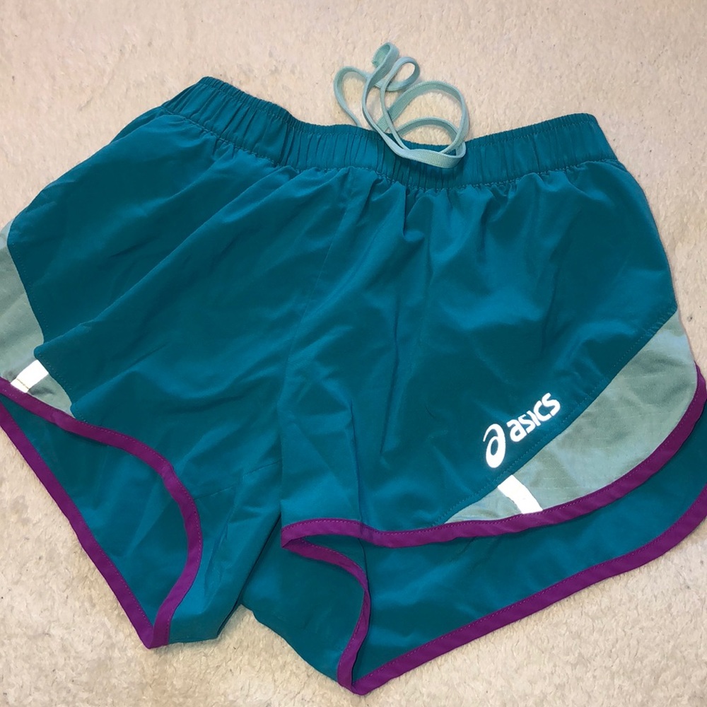 ASICS teal running shorts